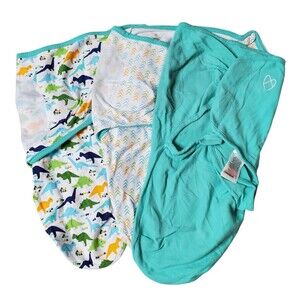 3 Pack SwaddleMe Newborn Swaddle Blanket Sleep Sacks Teal Dino Small/Medium